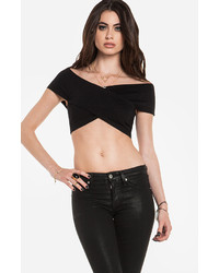 Dailylook Crisscross Wrap Crop Top In Black M