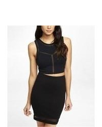 Express Mesh Cut Out Cropped Top Black Large
