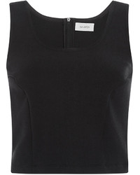 Isa Arfen Black Cotton Mix Stretch Cropped Vest