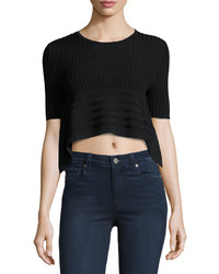 Opening Ceremony Linear Ribbed Crop Top Black