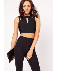 Missguided Bandage Cut Out Detail Crop Top Black