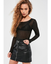 Missguided Black Pleated Crop Top
