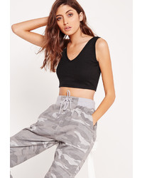 Missguided Crop Ribbed Tank Top Black