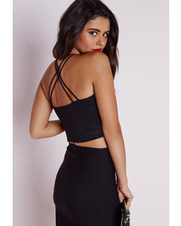 Missguided Cross Back Strappy Crop Top Black