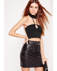 Missguided Harness Neck Crop Top Black