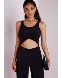 Missguided Sleeveless Knot Crop Top Black