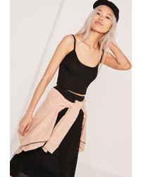 Missguided Strappy Rib Crop Top Black