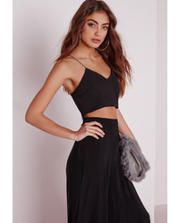 Missguided Wrap Back Cropped Cami Black