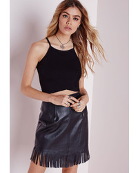 Missguided Wrap Over Crop Top Black