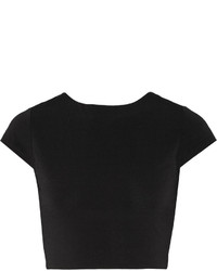 Alice + Olivia Monika Cropped Cutout Stretch Jersey Top Black