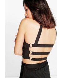 Boohoo Petite Anna Strappy Back High Neck Crop Top