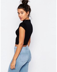 Asos Petite The Ultimate Super Crop Top With Cap Sleeves