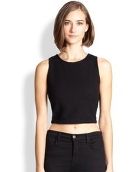 Alice + Olivia Pire Mesh Paneled Textured Cropped Top