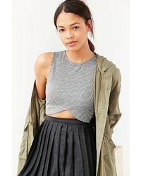 Silence & Noise Silence Noise Ribbed Cross Front Cropped Tank Top