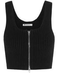 Alexander Wang T By Cropped Ribbed Knit Cotton Blend Top