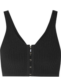 Alexander Wang T By Cropped Ribbed Knit Top Black