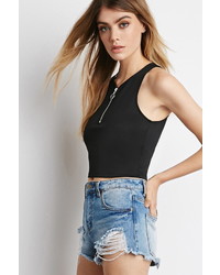 Forever 21 Zippered Front Crop Top