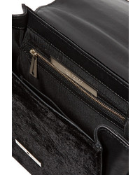 Eddie Borgo Colt Tech Leather Trimmed Velvet Shoulder Bag Black