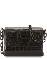 Nancy Gonzalez Crocodile Triple Gusset Mini Crossbody Bag Black Matte