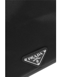 Prada Leather Trimmed Embellished Shell Shoulder Bag Black