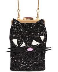 Lulu Guinness Small Kooky Cat Glittered Shoulder Bag