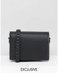 Street Level Minimal Cross Body With Whipstitch Strap In Black