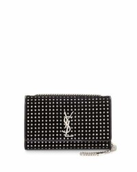 Saint Laurent Monogram Medium Glitter Dot Velvet Crossbody Bag Black
