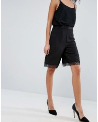 Asos Culotte Shorts With Lace Hem