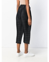 Pleats Please By Issey Miyake Pleated Wide Leg Cropped Trousers