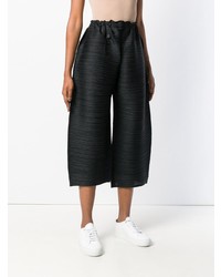 Pleats Please By Issey Miyake Pleated Wide Leg Cropped Trousers
