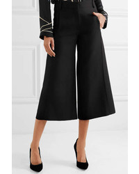 Valentino Wool And Silk Blend Crepe Culottes Black