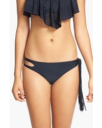 BP. Undercover Cutout Tassel Bikini Bottoms Black Medium