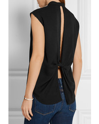 Helmut Lang Cutout Knotted Twill Top Black