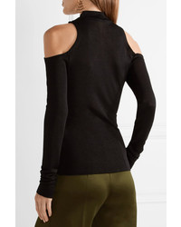 Balmain Cutout Stretch Jersey Top Black