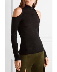 Balmain Cutout Stretch Jersey Top Black