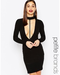 Boohoo Petite Cut Out Front Crepe Bodycon Dress