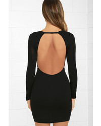 LuLu*s Here To Party Black Long Sleeve Bodycon Dress