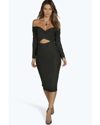 Boohoo Mary Slinky Off Shoulder Cut Out Bodycon Dress
