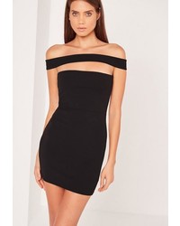 Missguided Cut Out Panel Bardot Bodycon Dress Black