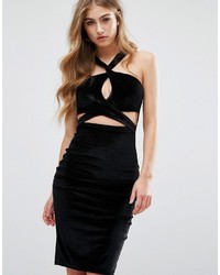 Missguided Velvet Cut Out Bodycon Dress