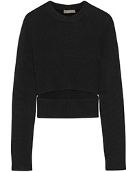 Black Cutout Crew-neck Sweater