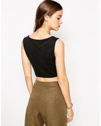 Daisy Street Crop Top With Cut Out Neckline