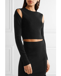 Opening Ceremony Cropped Cutout Stretch Knit Top Black