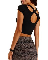 Charlotte Russe Crossover Cut Out Cotton Crop Top
