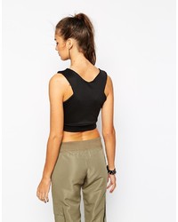 Daisy Street Halter Crop Top With Cut Out And Low Back
