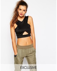 Daisy Street Halter Crop Top With Cut Out And Low Back