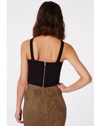 Missguided Leona Cut Out Crop Top Black