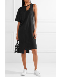 Facetasm Cutout Asymmetric Cotton Dress Black
