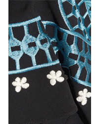 Temperley London Juniper Cutout Embroidered Crepe Dress Black