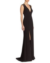 Halston Heritage V Neck Cutout Gown